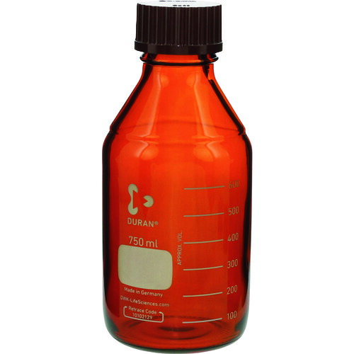 柴田科学 017210-7501A 耐熱ネジ口瓶 茶褐 赤キャップ付 750mL 10入