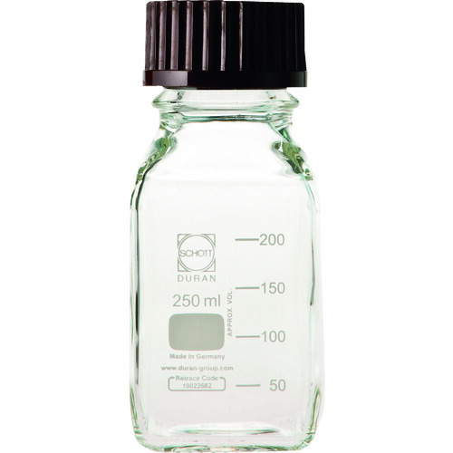 柴田科学 017230-2501A 耐熱ネジ口角瓶 赤キャップ付 250mL 10入