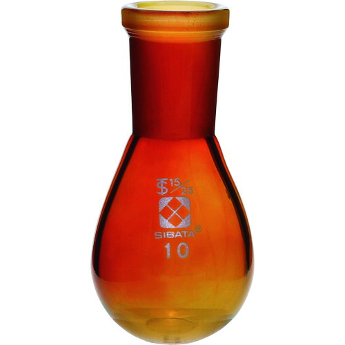 柴田科学 005270-1510 共通摺合 なす形フラスコ 茶褐色 15/25 10mL|ハカルドットコム 店