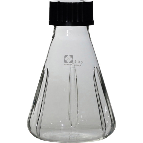 柴田科学の科目 016320-500A ねじ釘口振とう三角形瓶 バッフル付 500mL 4入