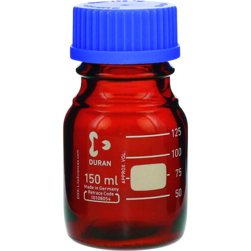柴田科学 017210-150A 耐熱ネジ口瓶 茶褐 青キャップ付 150mL 10入