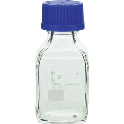 柴田科学 017230-100A 耐熱ネジ口角瓶 青キャップ付 100mL 10入