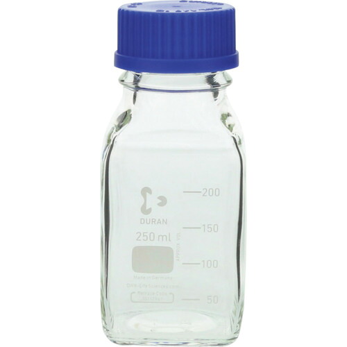 柴田科学 017230-250A 耐熱ネジ口角瓶 青キャップ付 250mL 10入