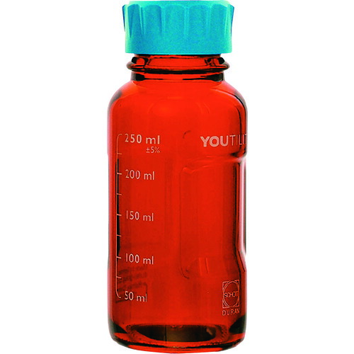 柴田科学の科目 017320-250A ありがた味螺旋釘口瓶 茶褐色 250mL 4入