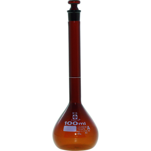 柴田科学 020070-100 メスフラスコ スーパーグレード 茶褐色 100mL
