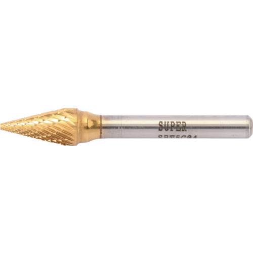 スーパーツール SBT5C04 百貨店 超硬赤ちょうちん チタン上塗り 置き目付手合い 円錐型 (ダブル撥ねのける) 刃径:9.5粍 軸径:6.0粍