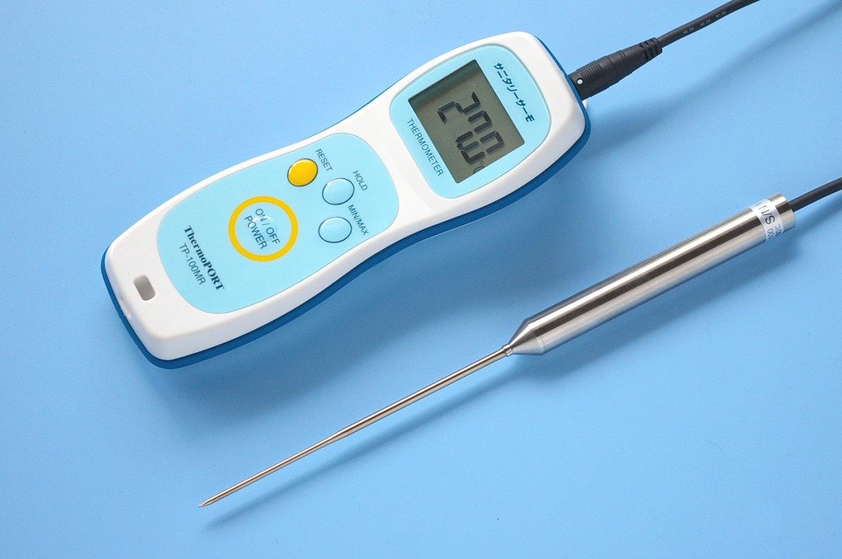 サーモ界面 TP-100MR 雨合羽ハンデ気温計 サニタリーサーモ 検出器TSP-100嘱する 雨合羽気温計
