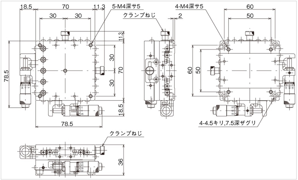 中央精機 ハイグレード XYステージ 70×70 LD-7042-SR6 :soku-chuos-ld