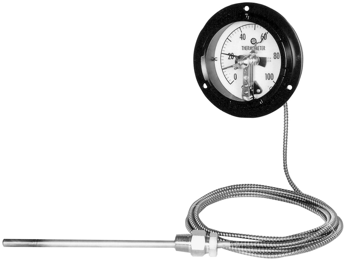 長野計器 φ100 隔測型/埋込型 コンタクト接点付温度計 100℃ R1/2X10X200LHL 3M TK64-000-112A12AC0XX0