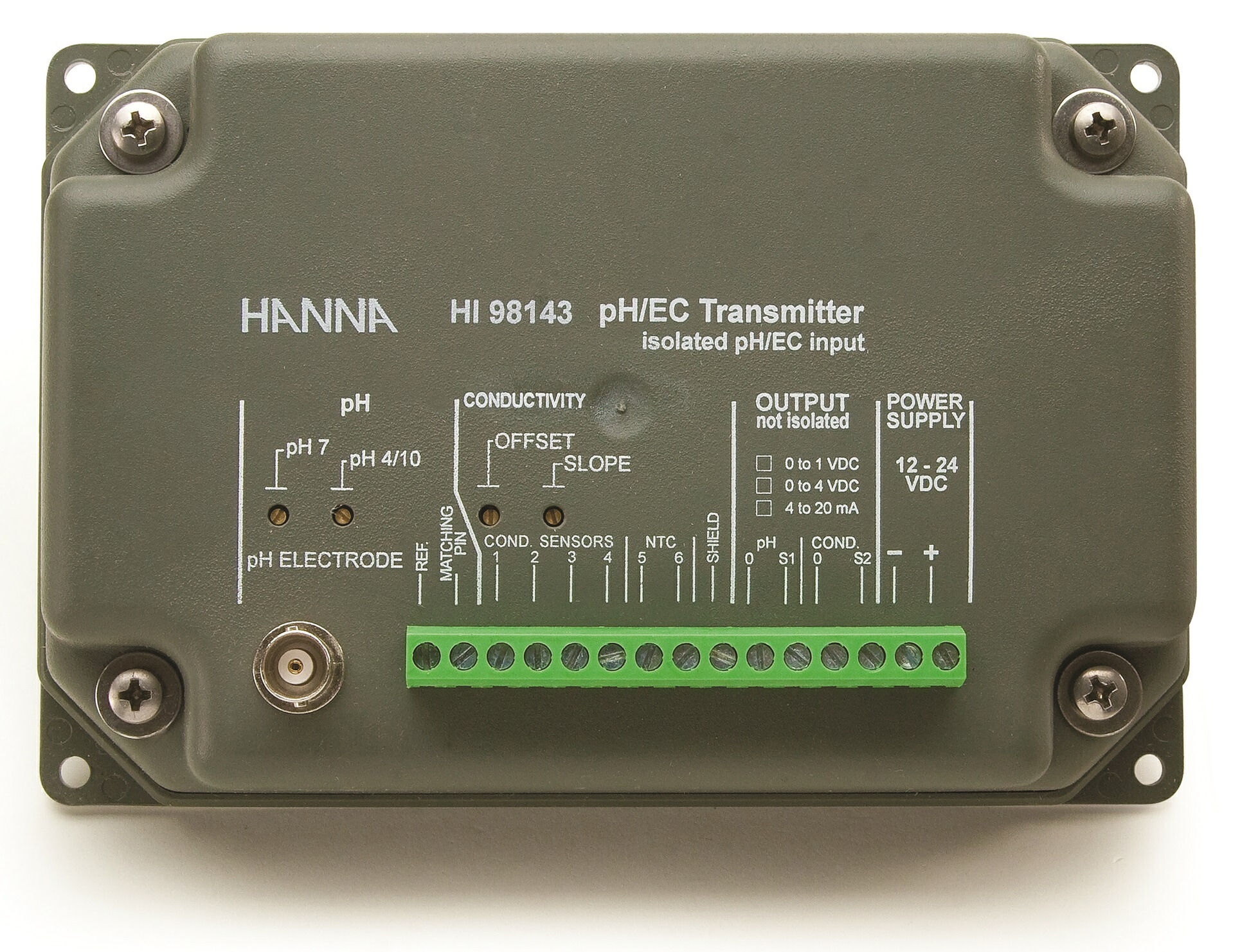 ハンナ HI 98143-04 pH/ECトランスミッター 出力:0-4V 本体のみ｜ハカルドットコム 店