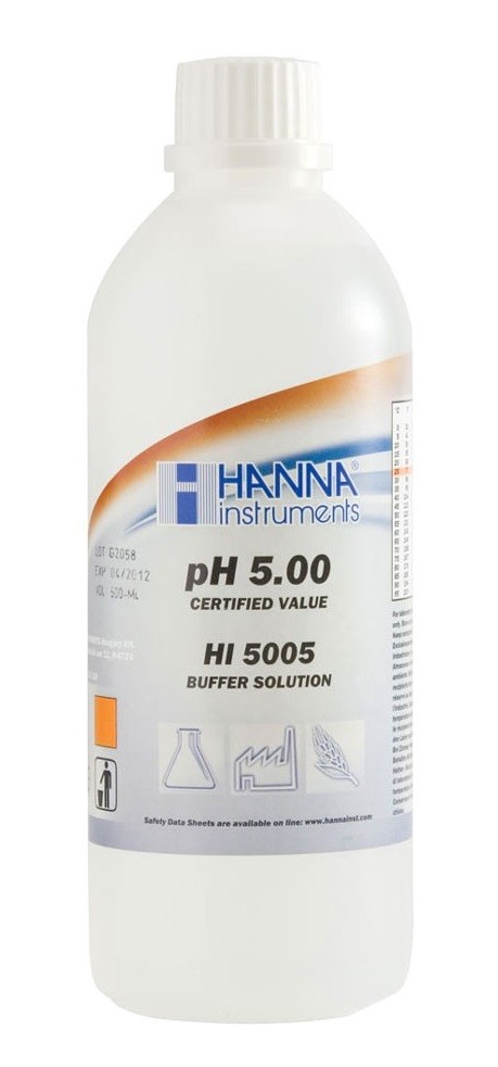 ハンナ HI 5005 pH標準液 pH 5.00 証明書付 500mL/本 HANNA ハンナ インスツルメンツ テクニカルタイプ