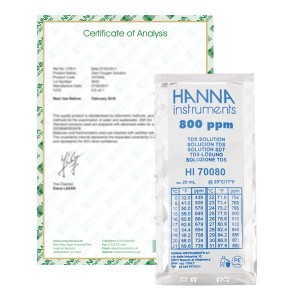 ハンナ HI 70080C TDS標準液 スタンダードタイプ 800 ppm 証明書付 20mL×25袋 HANNA ハンナ インスツルメンツ 6,564円