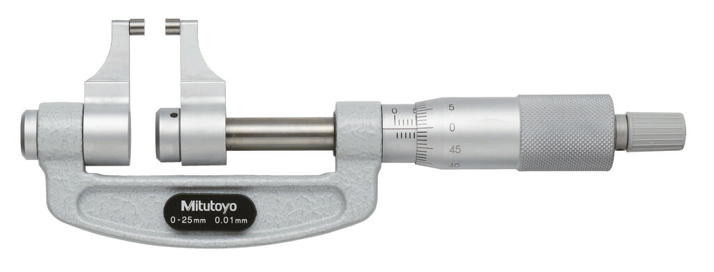 ミツトヨ OMP-25 143-101 キャリパ&mdash;形外側アナログマイクロメーター 溝測定 25mm｜ハカルドットコム 店
