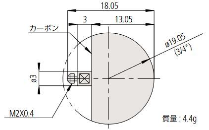 ミツトヨ 135399 スタイラス 打っ付け部螺旋釘径:M2 先っちょ材質:ルビー球 MS2-19.05C 3/4inch