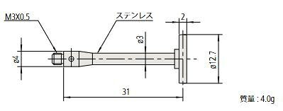 ミツトヨ 169011 スタイラス 取付部ネジ径:M3 MS3-DISC12.7-2|ハカルドットコム 店