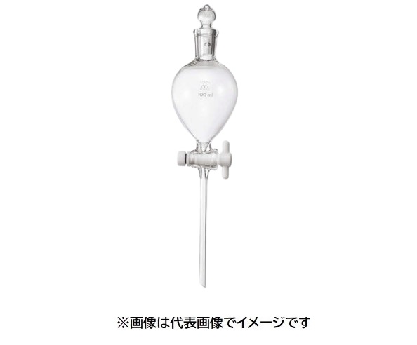 三商 分液ロート球型50mL 透明摺合せ玉栓 PTFEコック