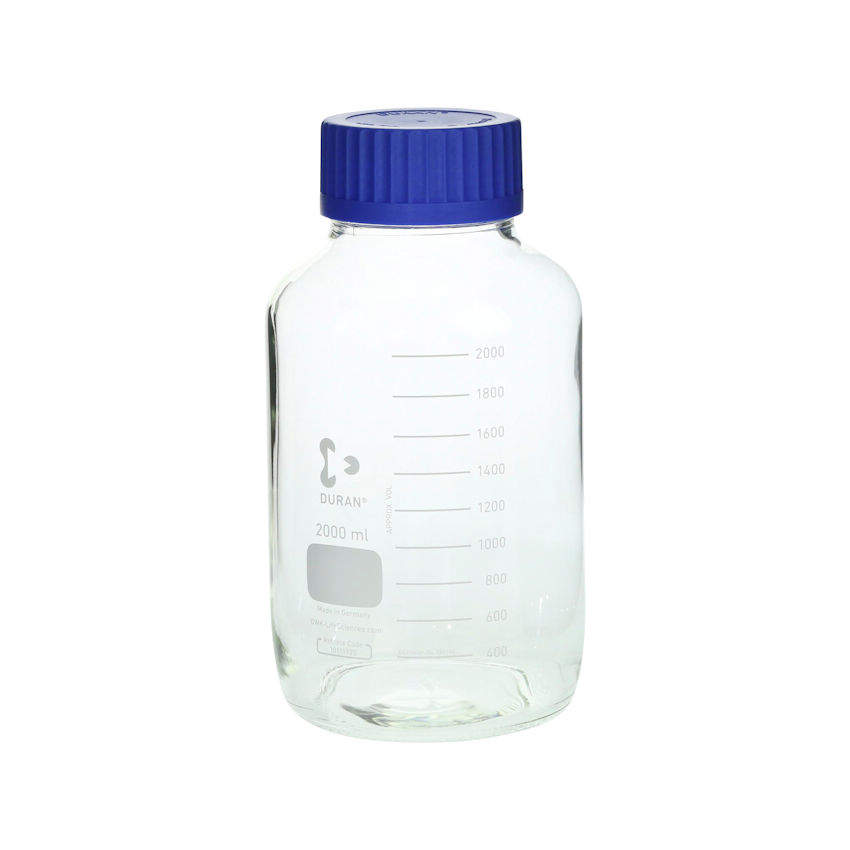 柴田 ネジ口瓶広口GLS-80 2000ml 青キャップ付｜ハカルドットコム 店