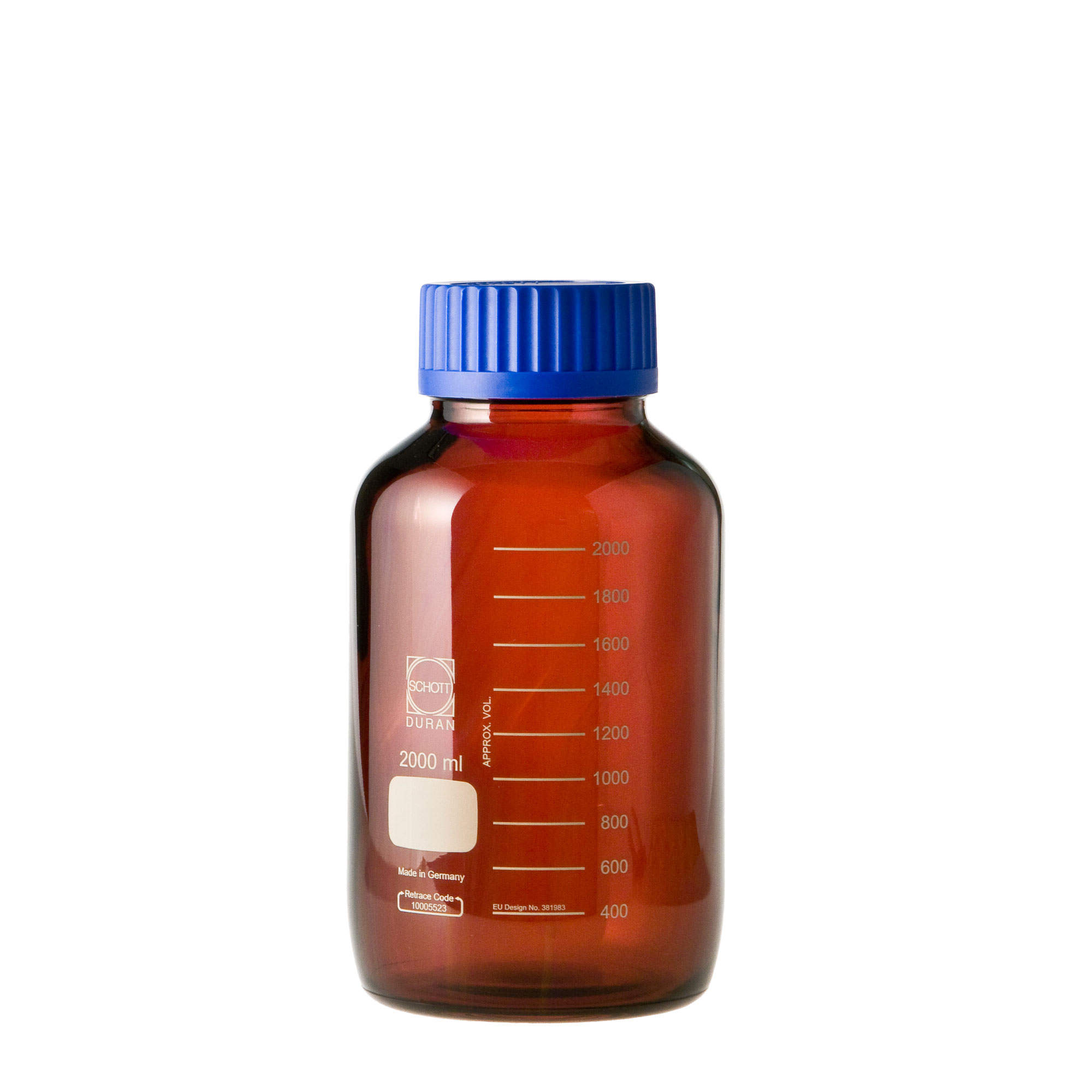 ネジ口瓶広口GLS-80 茶 2000ml 青キャップ付