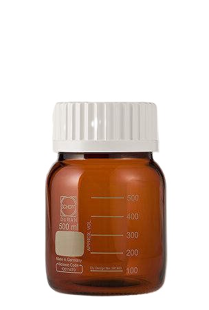 ネジ口瓶広口GLS-80 茶 500ml 白キャップ付
