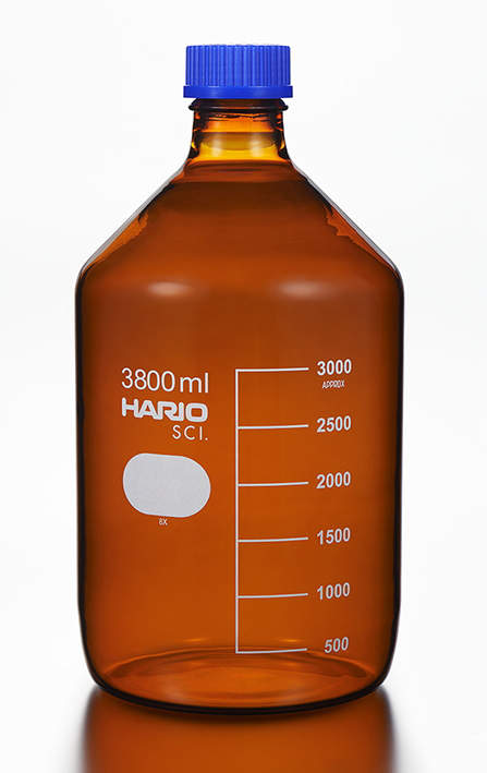 ハリオ 耐熱螺旋釘口瓶 茶 3800ml 青旗がしら・輪っか付