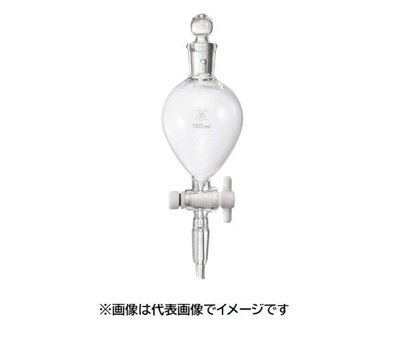 三商 透明摺合せ分液ロート球型 PTFEコック100mL下19/38