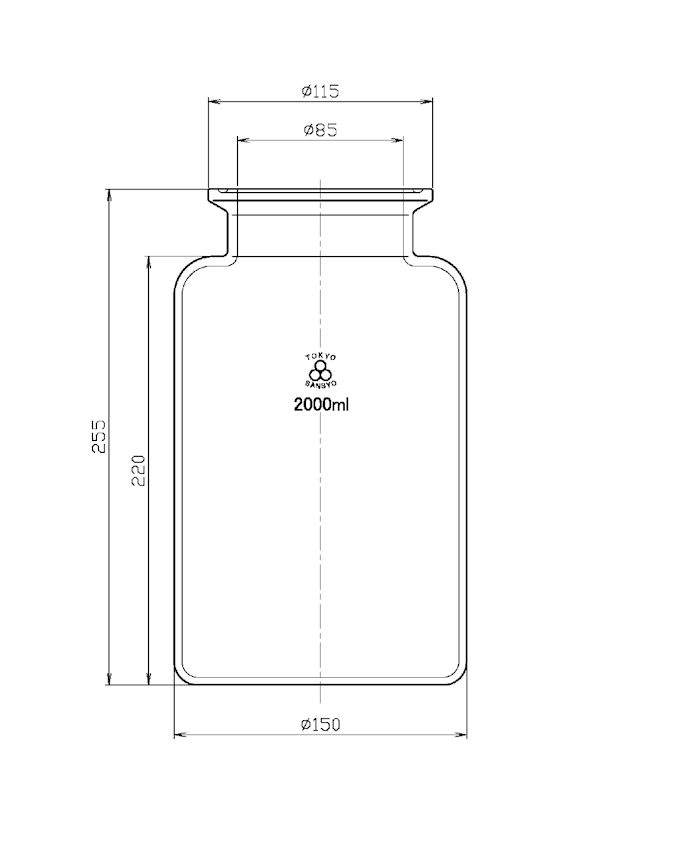 三商印 セパラブルフラスコ 溝付 筒型 85粍 2000mL