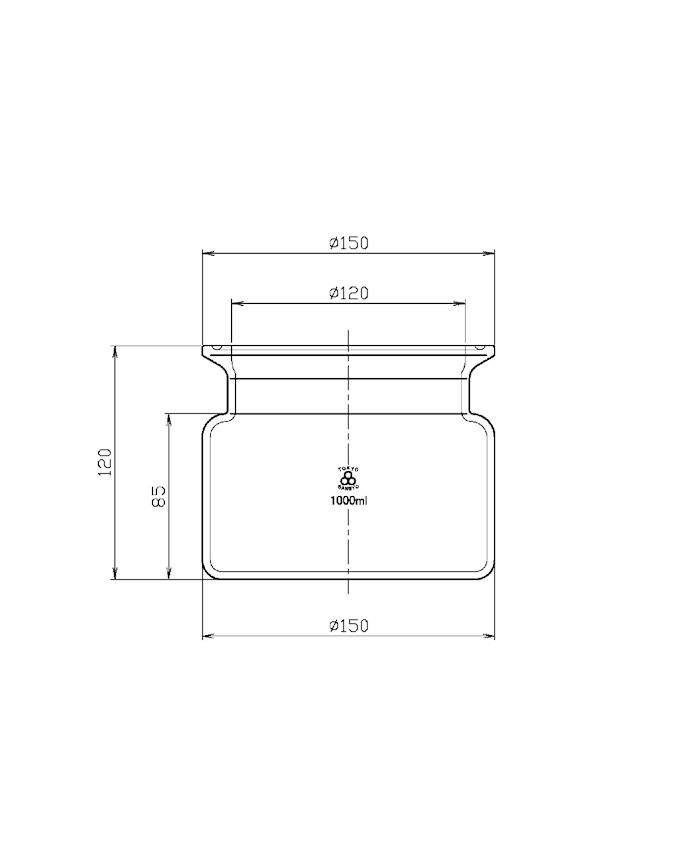 三商印 セパラブルフラスコ 溝付 筒型 120粍 1000mL