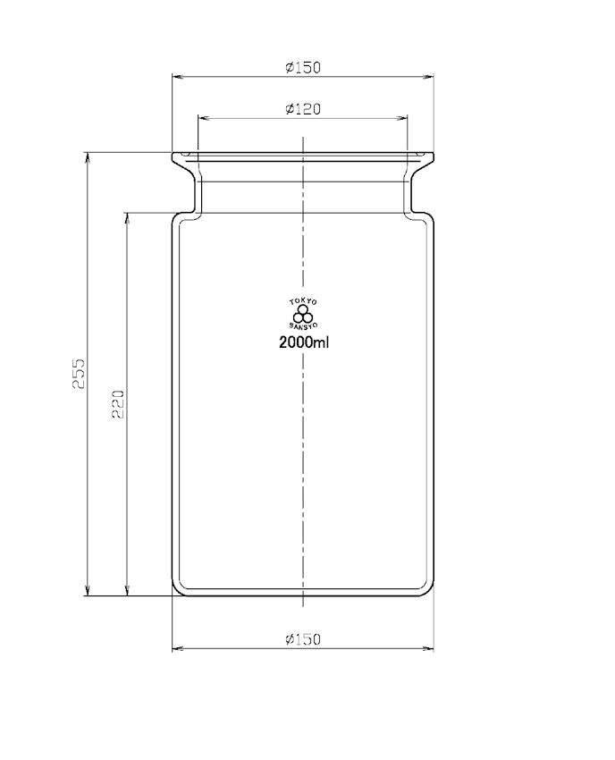 三商印 セパラブルフラスコ 溝付 筒型 120粍 2000mL