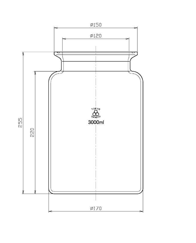 三商印 セパラブルフラスコ 溝付 筒型 120mm 3000mL
