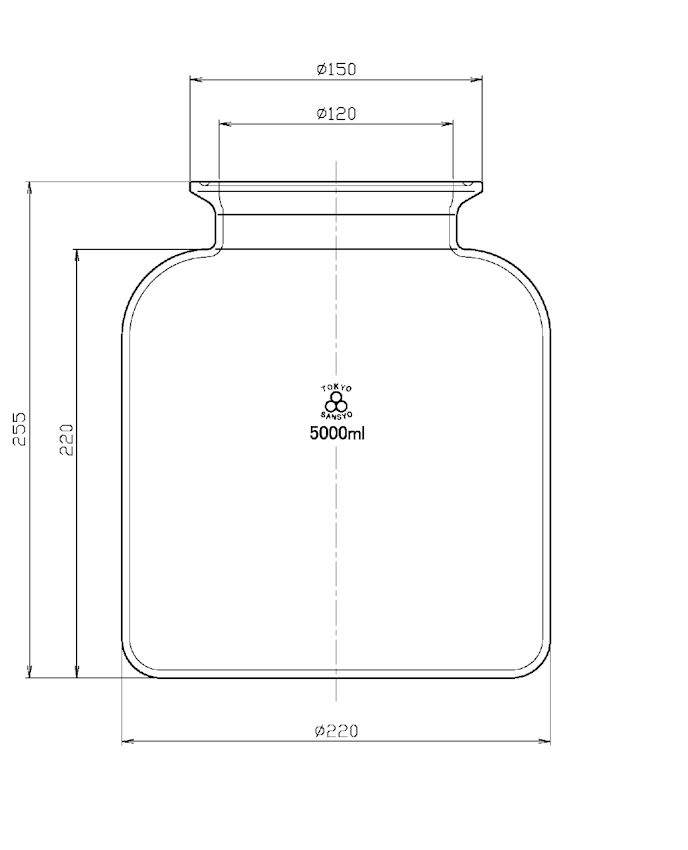 三商印 セパラブルフラスコ 溝付 筒型 120粍 5000mL