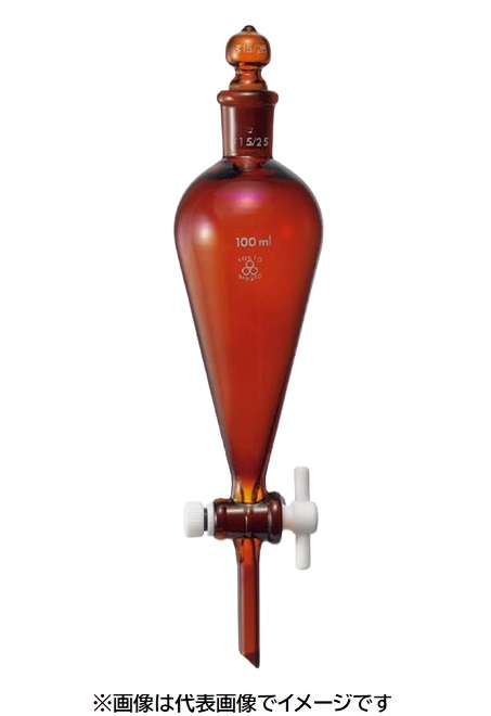 三商 分液ロート 茶 スキーブ型 300mL PTFEコック