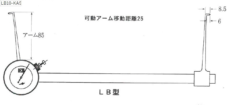 カセダ LB-16 L型内測用アナログキャリパーゲージ 測定範囲＝60-900 アーム長\u003d84mm