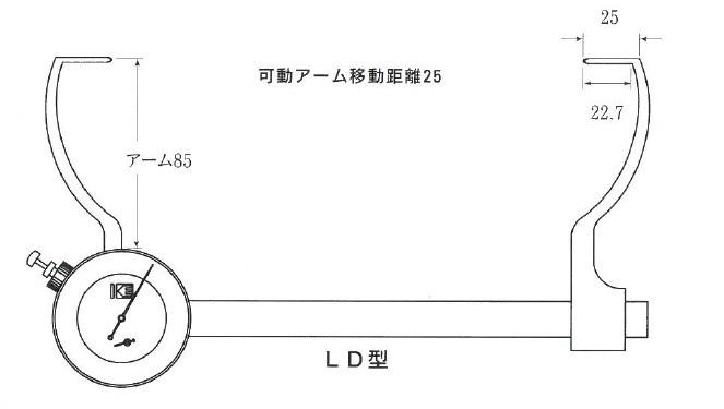 カセダ LD-8 L型内測用アナログキャリパーゲージ 測定範囲＝60-500 アーム長\u003d84mm