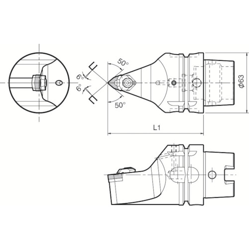 京セラ T63H-WWMNN-H08複合加工機用旋削工具 外径・ 端面加工用ホルダ WWMN｜ハカルドットコム 店