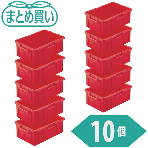 TRUSCO 539-0616 NS-10N-R-10P まとめ買い NS型コンテナ 10L レッド 10個 5390616