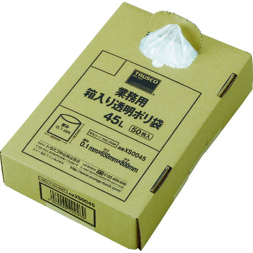 TRUSCO 855-2588 XS0045 まとめ買い 業務用ポリ袋 透明･箱入 0.1×45L (50枚入) 8552588