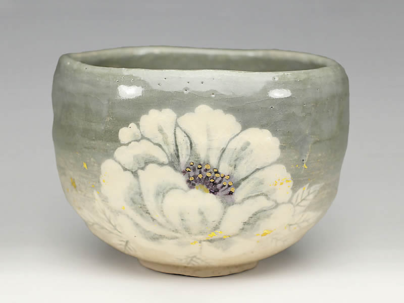 吉村楽入　2020年初春作品 牡丹の絵　茶碗