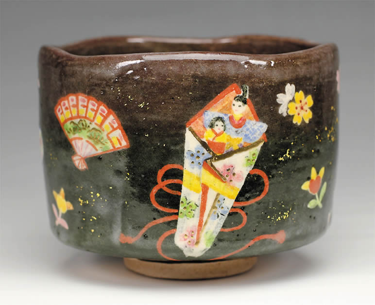 吉村楽入 2015年初春細工物 楽入印雛物の具尽くしの画 茶碗 キッチン用品・食器・調理器具-茶道具・湯呑・急須
