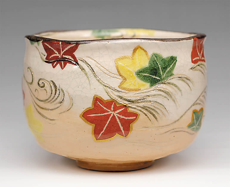 吉村楽入　2015年初春作品　楽入印 乾山「竜田川」茶碗