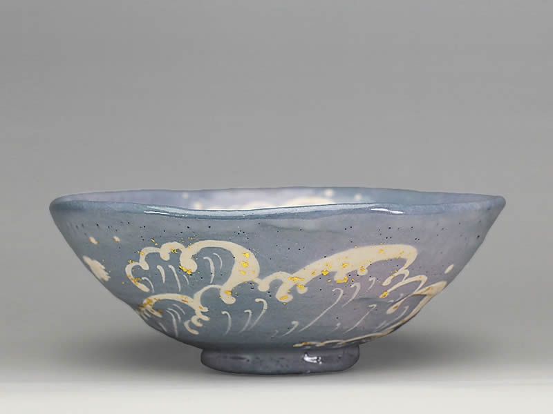 吉村楽入 2021年初春細工物 楽入印浜千鳥の絵 平茶碗 茶道具・湯呑・急須-キッチン用品・食器・調理器具