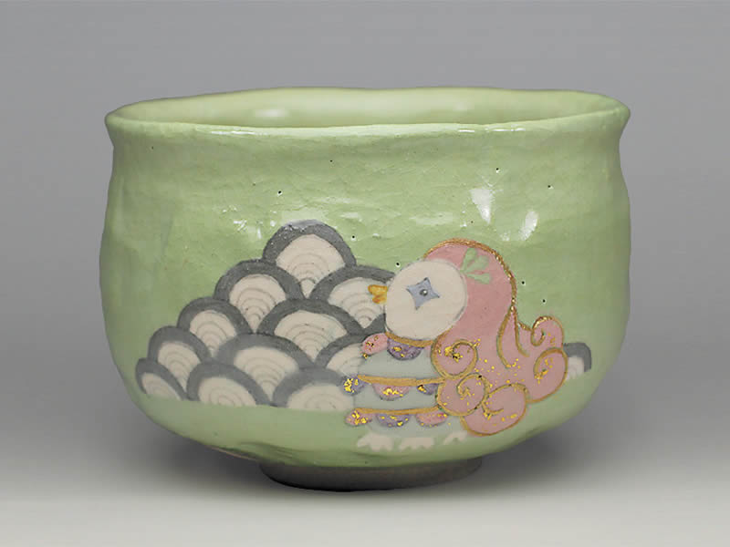 吉村楽入　2021年初春作品　楽入印 アマビエの絵　茶碗