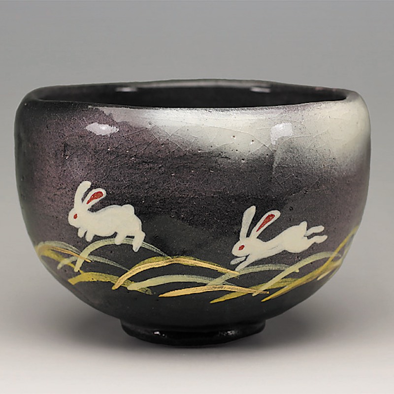 吉村楽入 2023年初春作品 月うさぎの絵 茶碗|和風雑貨と有田みかん心斎橋花房