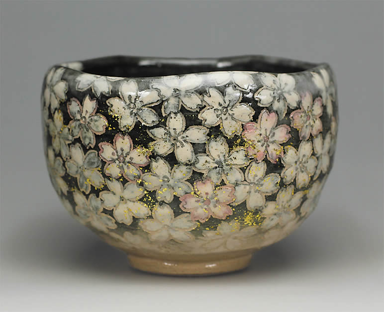 吉村楽入 2017年初春作品 「宵桜尽し」茶碗