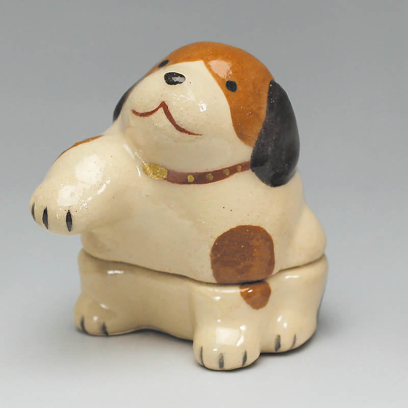 吉村楽入　2018年初春作品　「お手」犬　香合