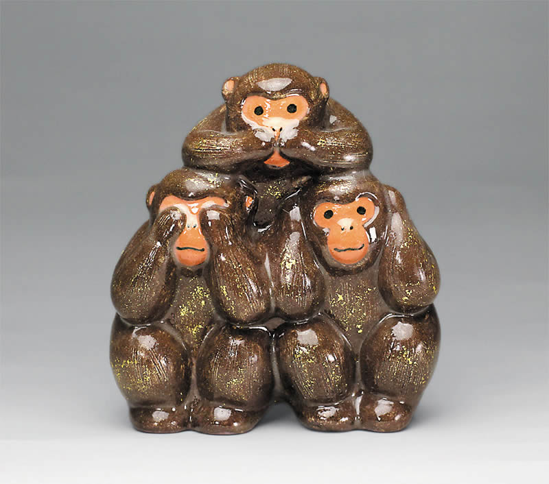 楽天市場】置物 讃岐鋳造品 三賢猿 見ざる言わざる聞かざる 五八