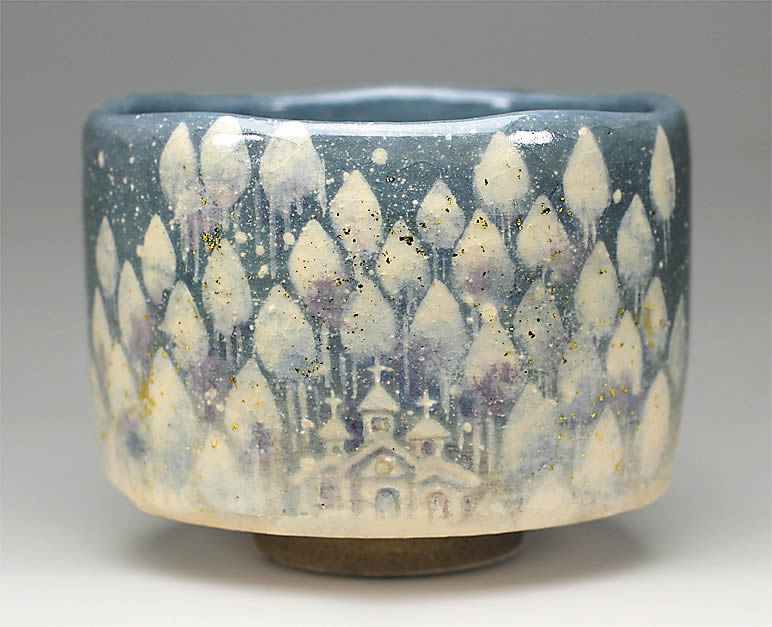 吉村楽入 2016年初春細工物 「聖夜の画」茶碗 茶道具・湯呑・急須-抹茶茶碗-キッチン用品・食器・調理器具