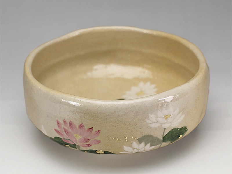 吉村楽入 2019年初春細工物 蓮の絵 馬盥茶碗 茶道具・湯呑・急須-キッチン用品・食器・調理器具
