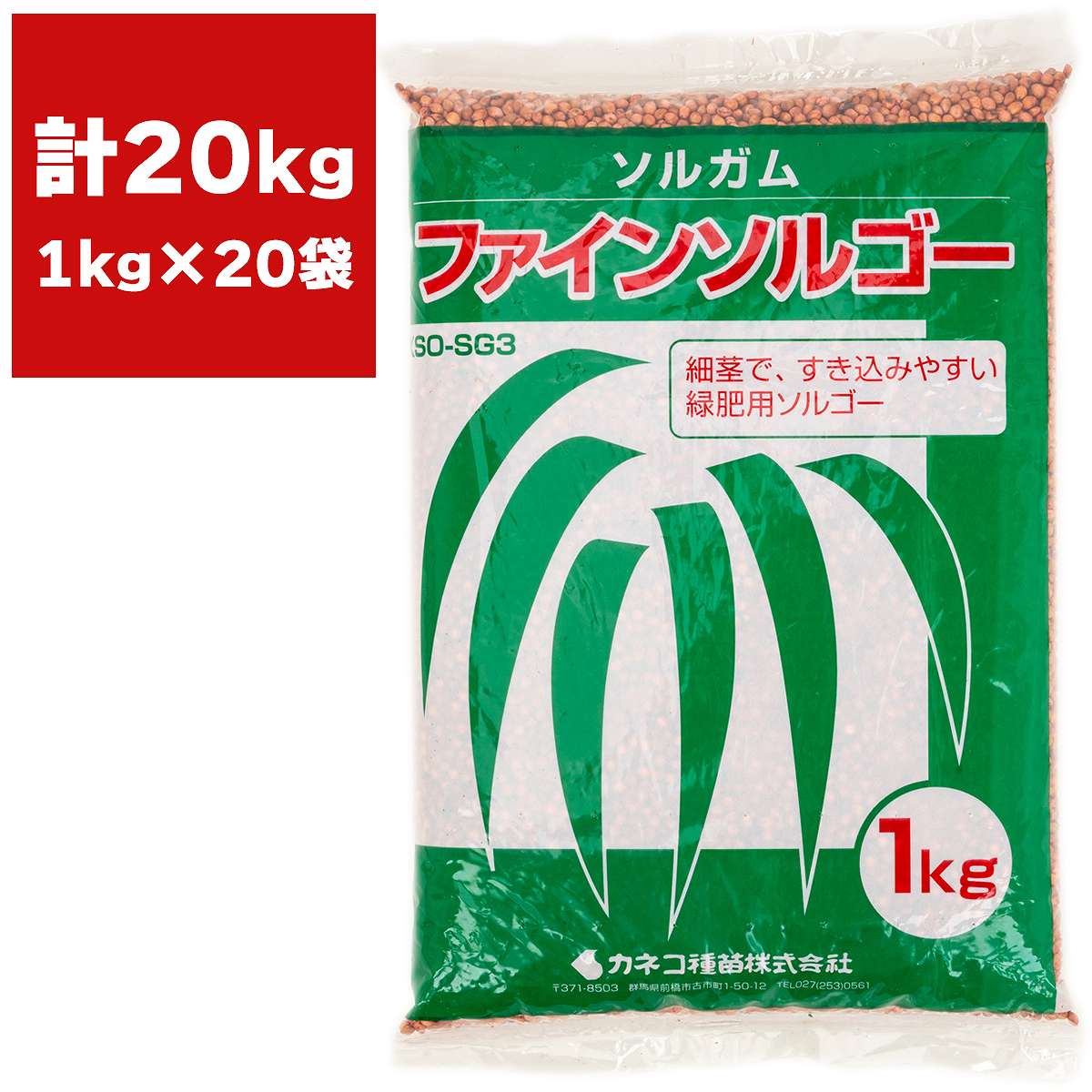 ソルガム ファインソルゴー 20kg (1kg×20袋) カネコ種苗 緑肥 種 緑肥 種子 ソルゴー 種 ソルゴー 種子 緑肥 業務用 種子 緑肥 業務用 種 ソルゴーの種|イーハナス店