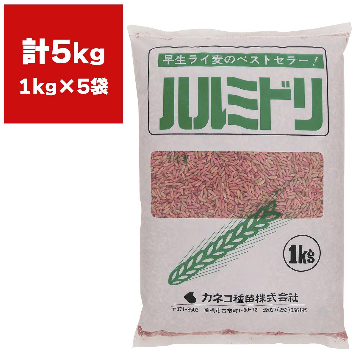 緑肥 ライムギ ハルミドリ 5kg (1kg×5袋) カネコ種苗 緑肥ライ麦 緑肥 ライ麦 緑肥 種 ライ麦 種 種子 ライ麦 種子 緑肥 種 緑肥 種子 麦 種 麦 種子