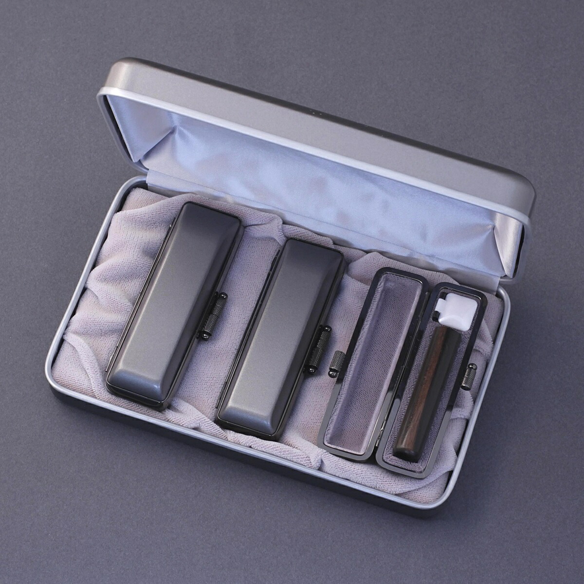 オーダー印鑑作ります高級黒檀 お得な【三本セット】認印 銀行印 実印サイズ 法人印鑑 3点セット ケース付き キャンペーン 3本 黒檀 代表